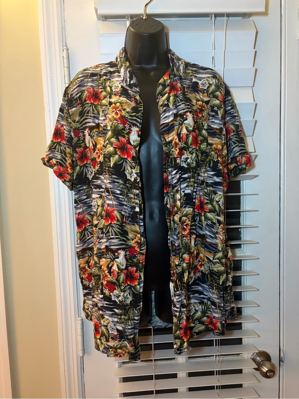Guess Tropical Floral Short Sleeve Shirt Jacket - Black, Red, Green
